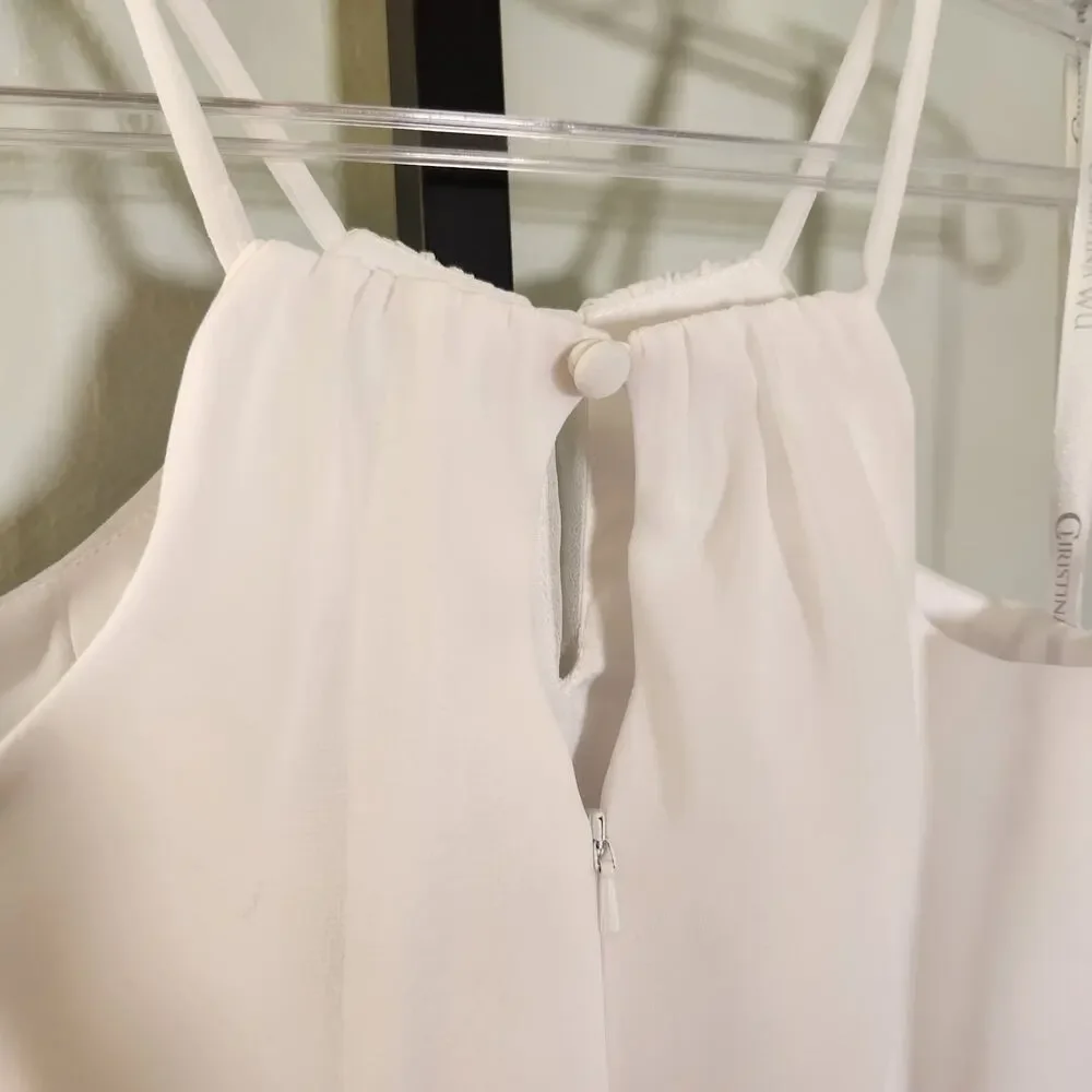 CHRISTINA WU NWT White Chiffon Halter Dress, Girls Size 10